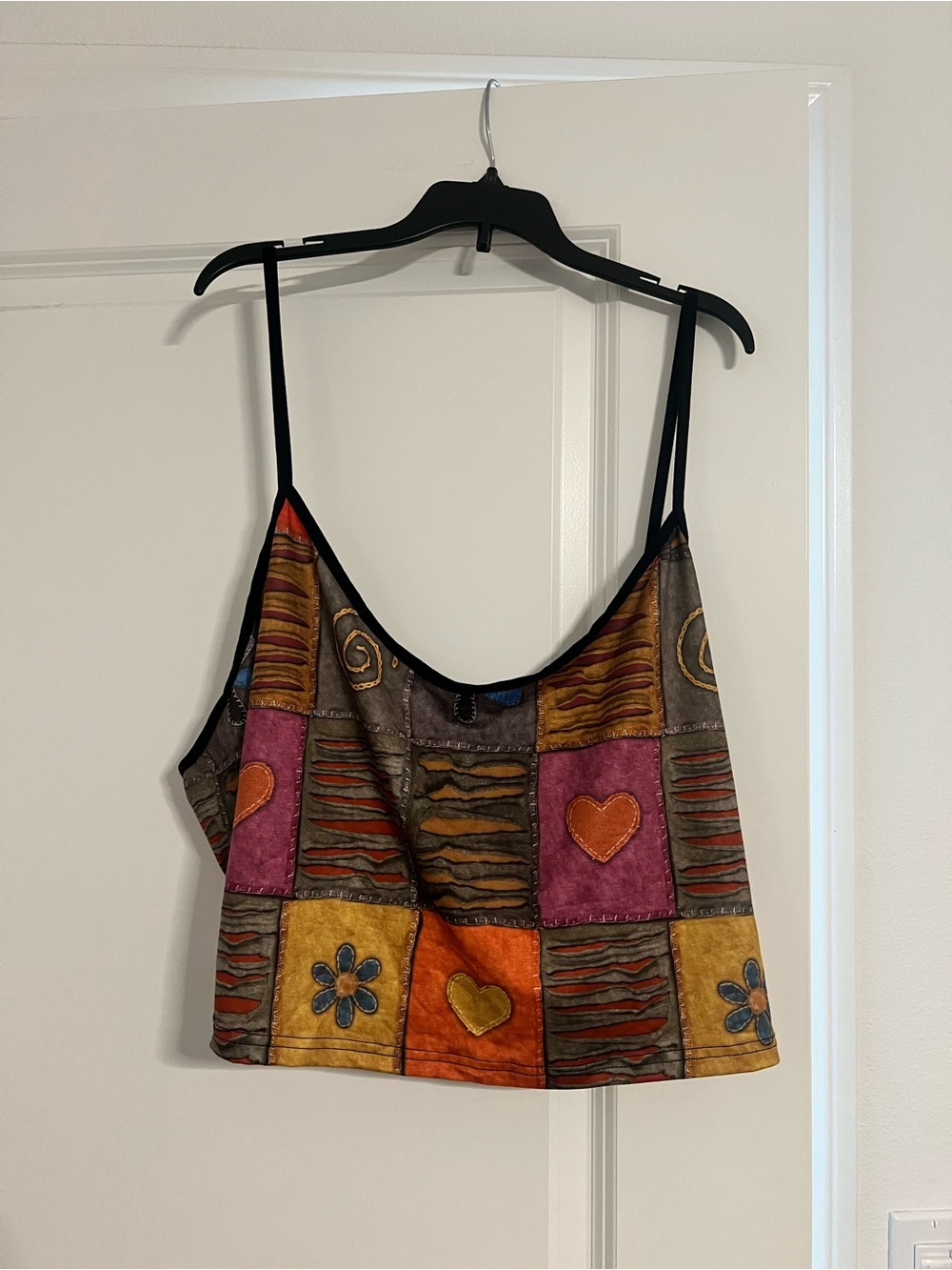 Patchwork Print Camisole Crop Top